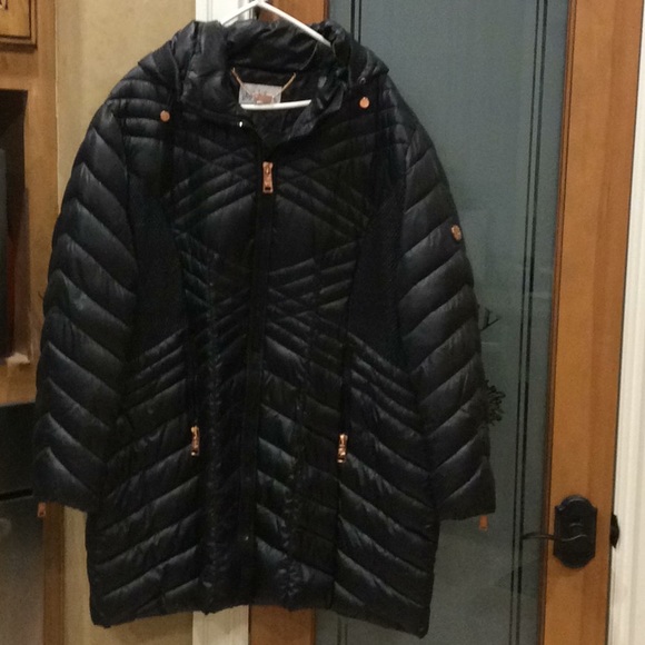 FINAL SALE PRICE Nicole Miller Detailed Blk Hooded Puffer Coat 2XL - Picture 8 of 8
